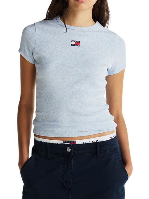 T-shirt slim costine azzurra Tommy Jeans | DW0DW20463DSC